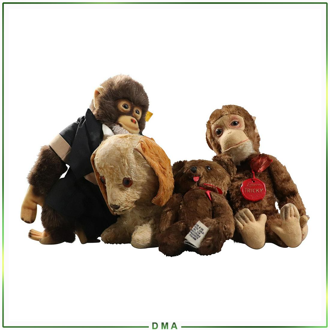 [4] Assorted Vintage Stuffed Animals Including Steiff: [4] Assorted Vintage Stuffed Animals Including Steiff. Size: 7.5-10.5L range