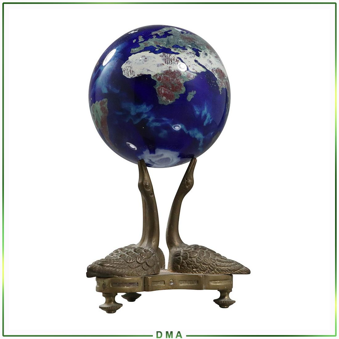 Lundberg Studios Glass Globe on Stand John T Wilson '92: Lundberg Studios Glass Globe on Stand John T Wilson '92. Signed on base. Size: 7h x 4.25w