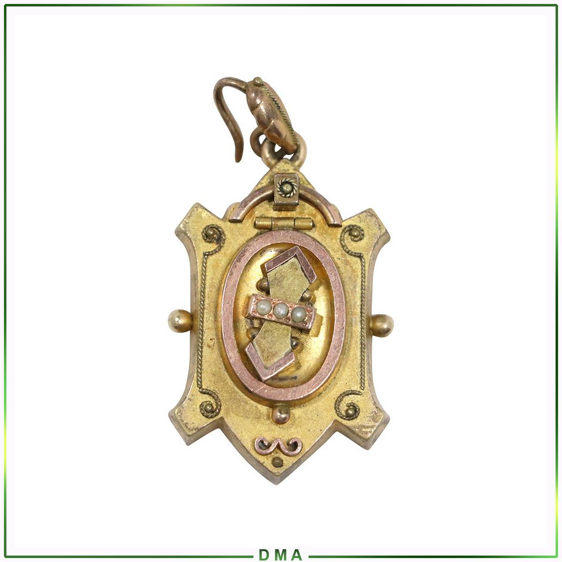 Edwardian Gold Filled Pendant with Pearls: Edwardian Gold Filled Pendant with Pearls. size 2 in. x 1 1/8 in.