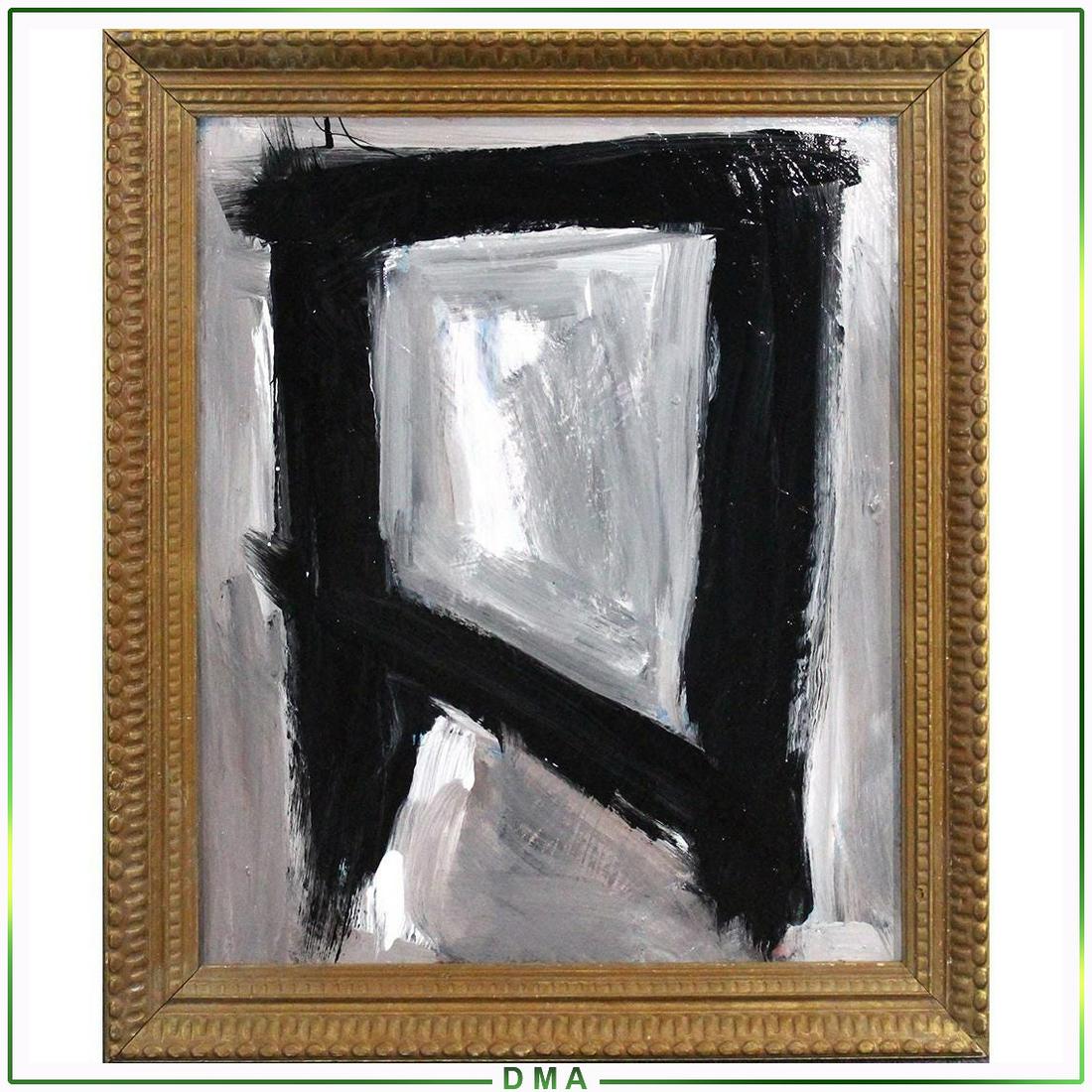 Pulgini after Franz Kline, Oil/b Black Lines on White: Pulgini after Franz Kline, Oil/b Black Lines on White. Strong image. Oil on board, Signed on verso, Framed. Popular Philadelphia area artist. size: 20 x 24 outside of frame: 24 x 28