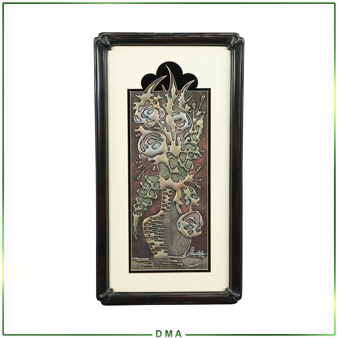 Joel Zaretsky, Mixed Media Abstract Signed and Framed: Joel Zaretsky, Mixed Media Abstract Signed and Framed. Size: 17x6.5 image, 21.75x11.75 outside frame