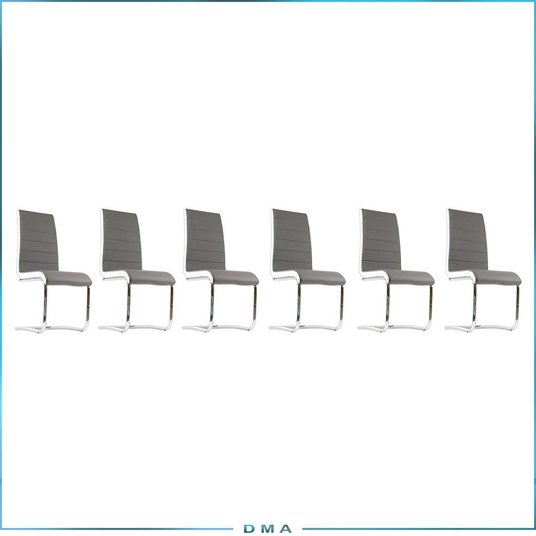 [6] Steve Silver Modern Designer Chrome Dining Chairs: [6] Steve Silver Modern Designer Chrome Dining Chairs . Grey upholstery, Chrome Frames. Clean. size: 40.5 in.h x 16.5 in. w