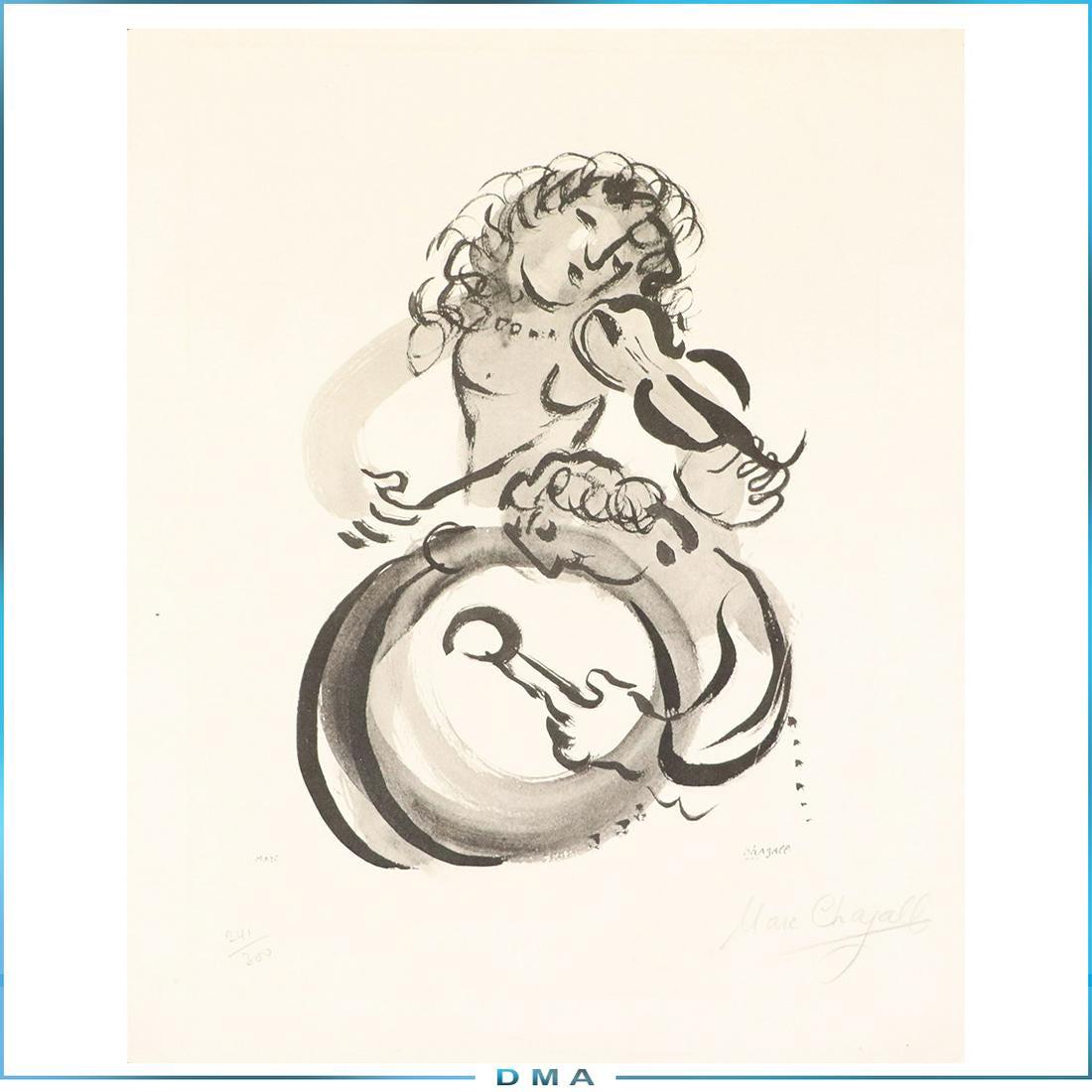 Marc Chagall Vintage Lithograph Pencil Signed #241/300: Marc Chagall Vintage Lithograph Pencil Signed #241/300. Violinist. size: 20x16