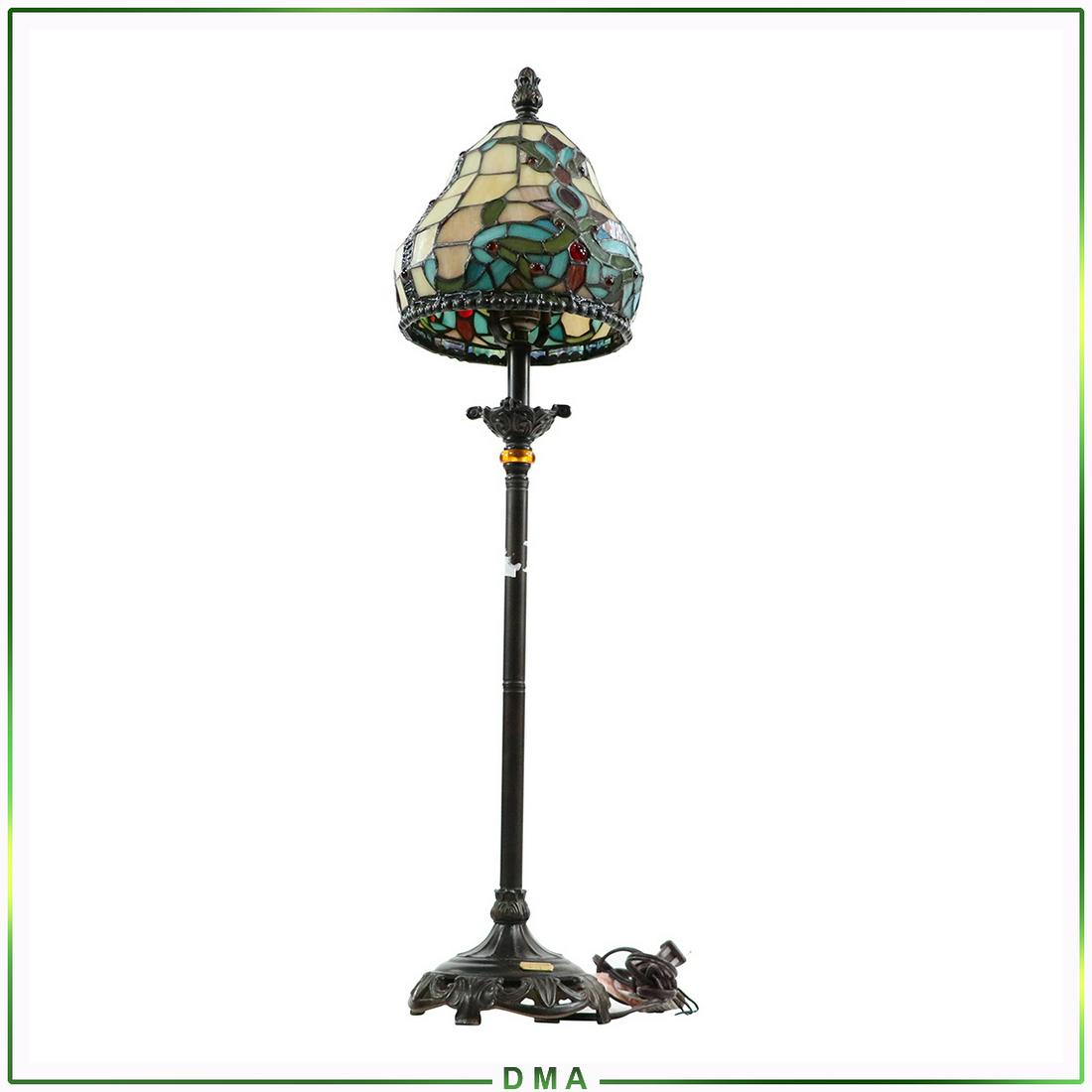 Dale Tiffany Leaded Glass Stick Lamp Antiques Roadshow: Dale Tiffany Tall Leaded Glass Stick Lamp Antiques Roadshow. Has presentation label: Antiques Roadshow by Dale Tiffany Inc. Size: 31h x 8w