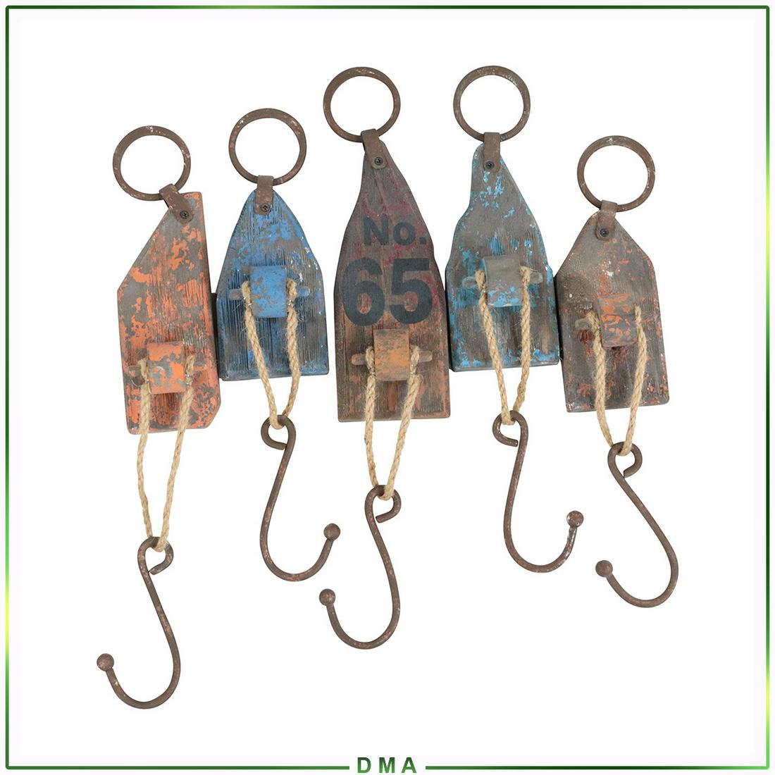 Wood and Metal Nautical Hooks Decorative Wall Hanging: Wood and Metal Nautical Hooks Decorative Wall Hanging. Size: 10L x 14.5w