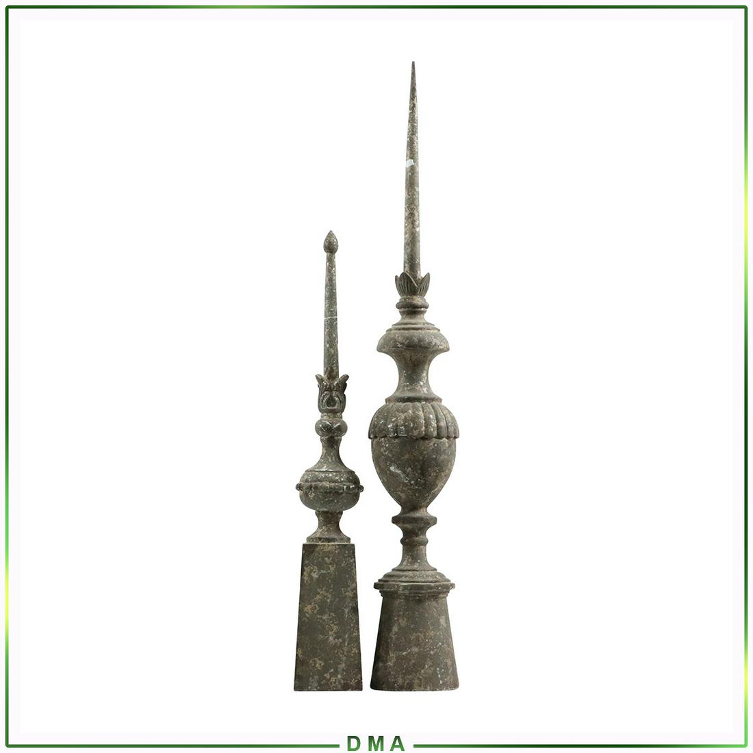 [2] Two Wood Architectural Steeple Obelisks: [2] Two Wood Architectural Steeple Obelisks. Size: 26h x 4w, 36h x 5w