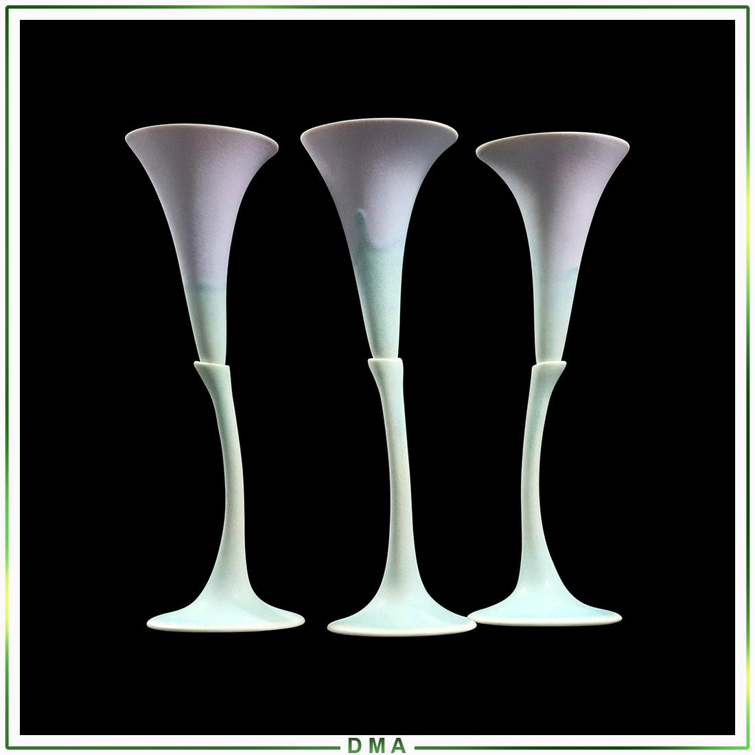 3 Lily Wine Goblets Newman Ceramic Works Salem OR.: 3 Lily Wine Goblets Newman Ceramic Works Salem OR. Marked on underside base. Size: 7.25h x 2.5w