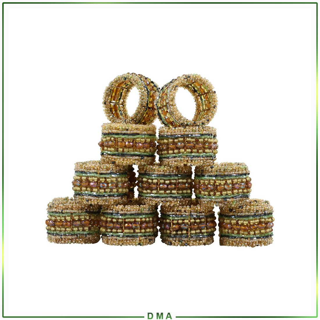 11 Vintage Beaded Napkin Ring Holders - Unique: 11 Vintage Beaded Napkin Ring Holders - Unique. Size: 1.5x2