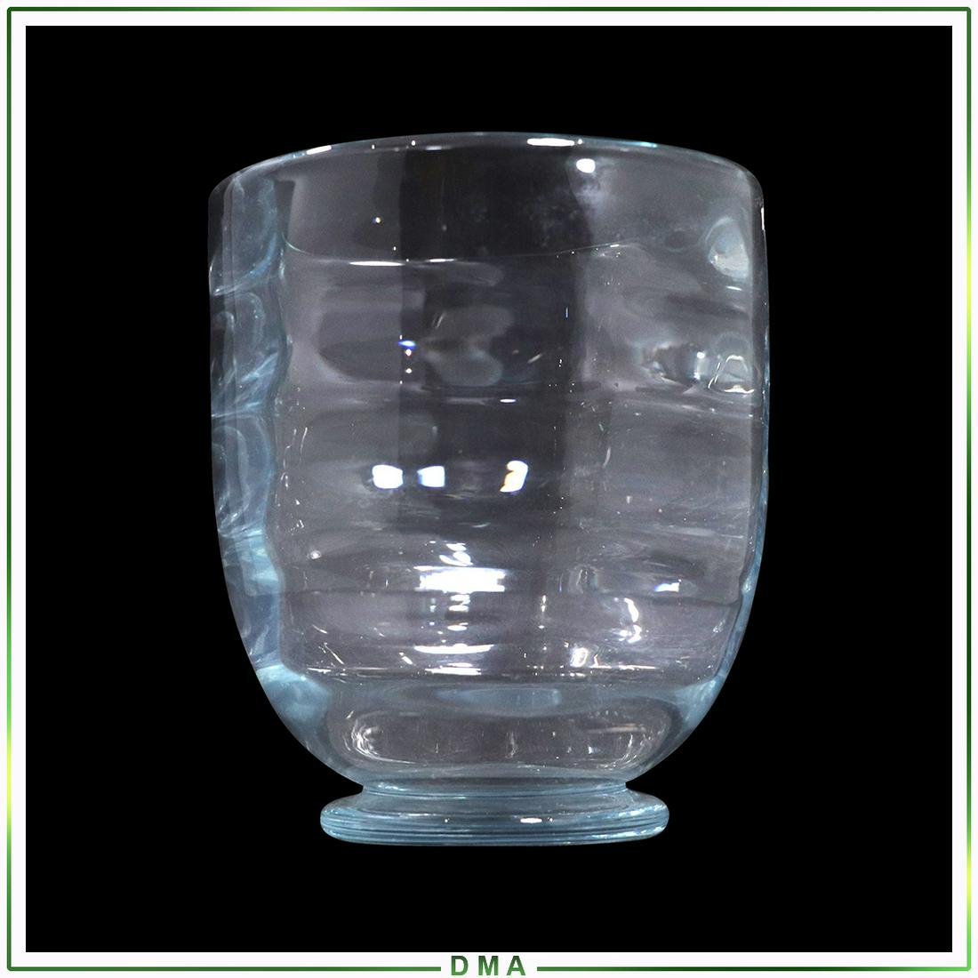 Signed Orrefors Heavy Ice Blue Crystal Glass Vase: Signed Orrefors Heavy Ice Blue Crystal Glass Vase. Mid-Century Modern. Size: 7.75h x 6.75w