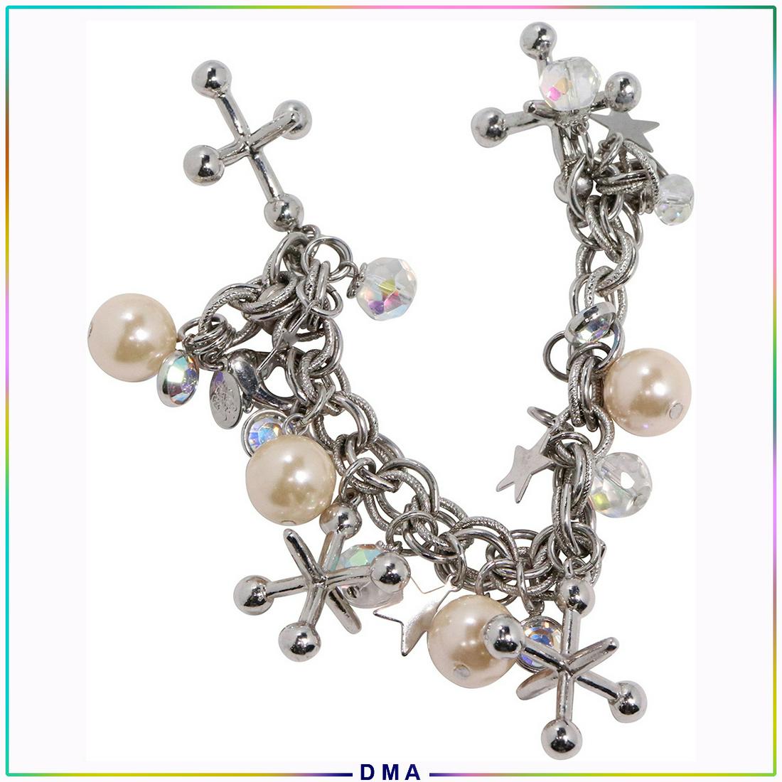 Kirks Folly Charm Bracelet with Jax and Pearls: Kirks Folly Charm Bracelet with Jax and Pearls. Marked: Kirks Folly ; Size: 7 in. x 1 1/2 in.