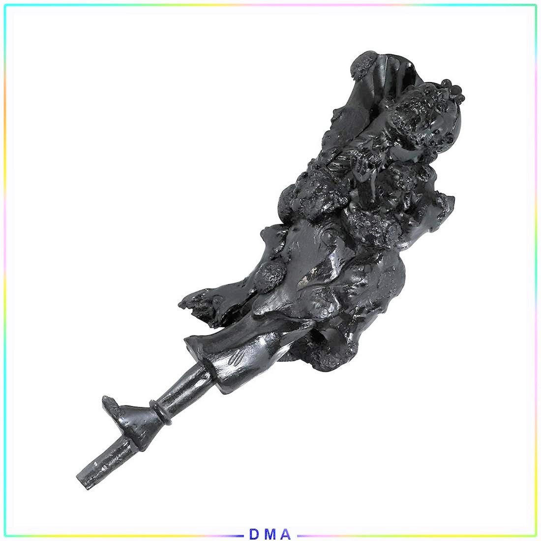 Unique Carved Root Oriental Buddhist Figure Post: Unique Carved Root Oriental Buddhist Figure Post. Has a dark patina finish. Size: 16h x 5w