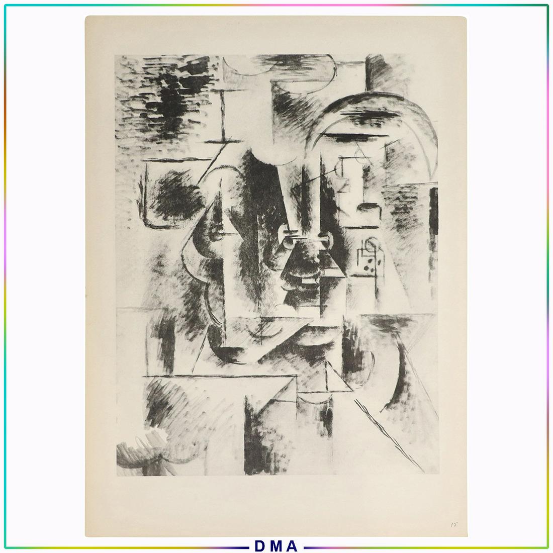 Pablo Picasso Vintage Lithograph Man With The Mustache: Pablo Picasso Vintage Lithograph titled: Man With The Mustache ; Size: 15.25x11 image, 19x13 outside edge