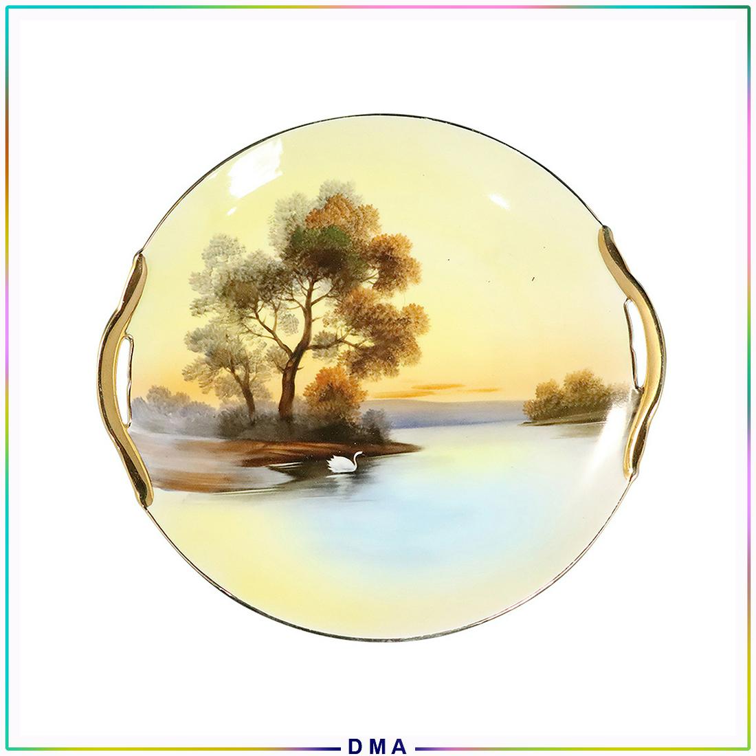 Noritake Porcelain Serving Tray Swan at the Lakeside: Noritake Porcelain Serving Tray Swan at the Lakeside. Size: 1h x 10.5w