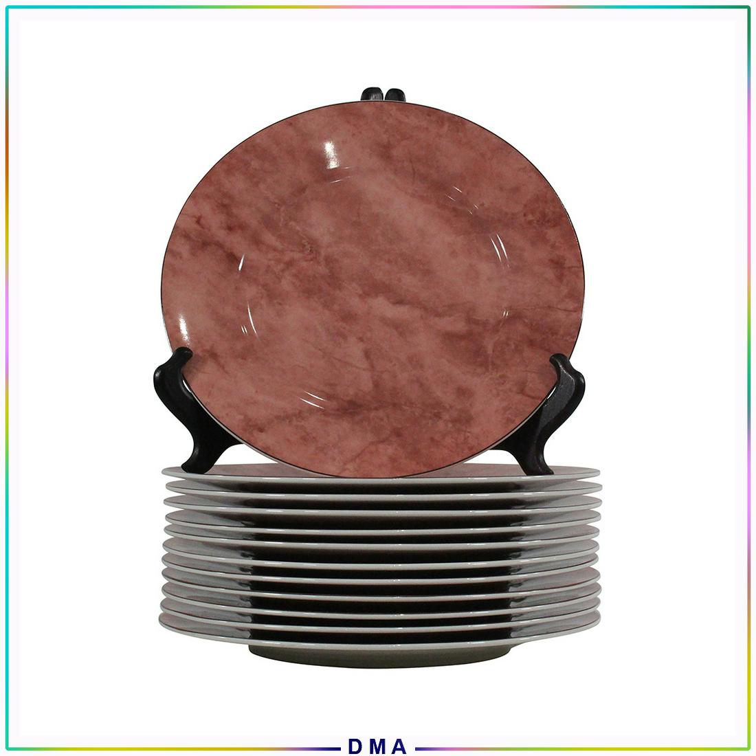 [12] Mikasa Maxima Salmon Travertine Dinner Plates: [12] Mikasa Maxima Salmon Travertine Dinner Plates. Size: 12 w