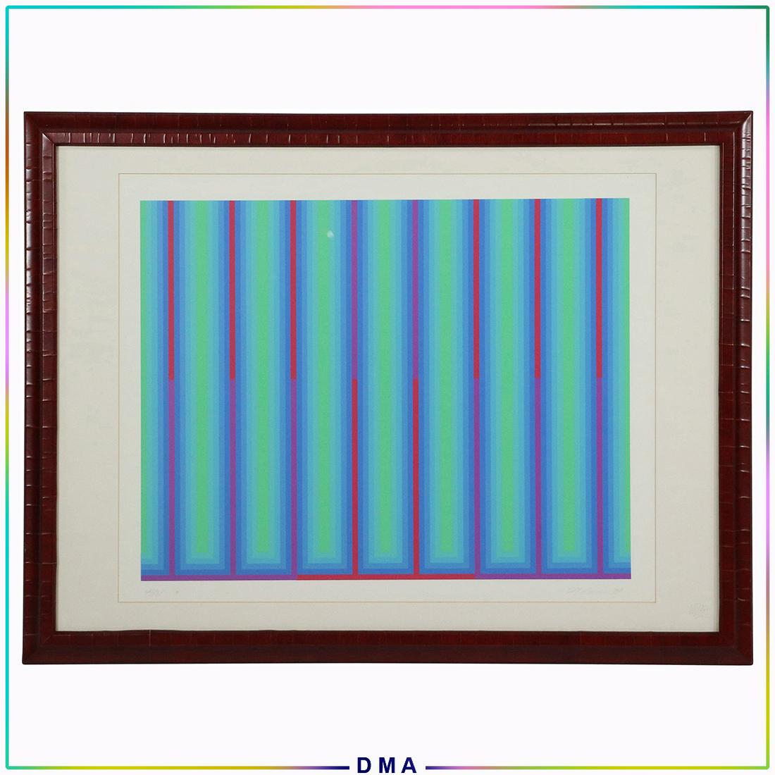 Signed Vintage Lithograph Optical Lines Squares #44/75 (1 of 8)