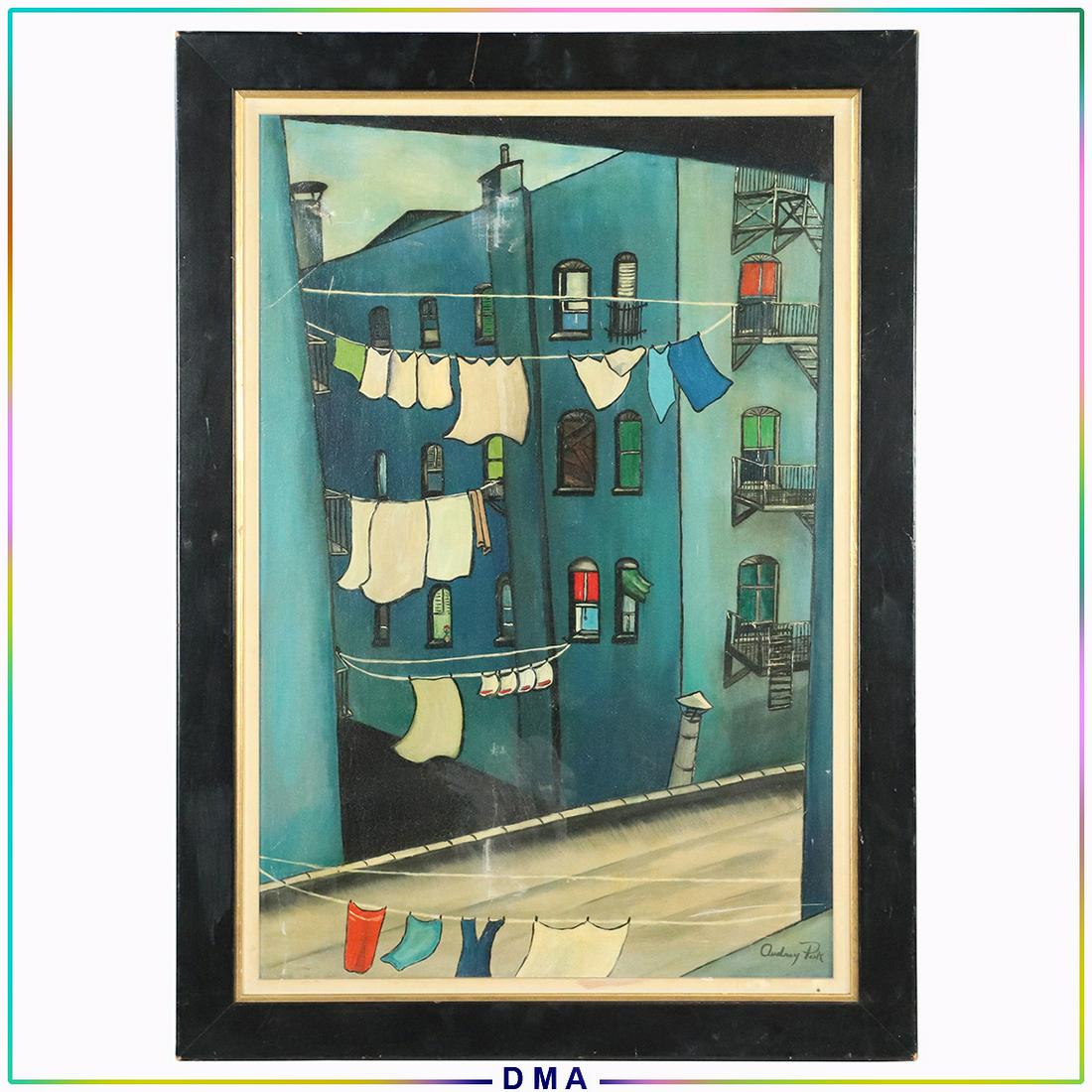 Audrey Peck, 1950s O/c Urban Clotheslines with Laundry (1 of 10)