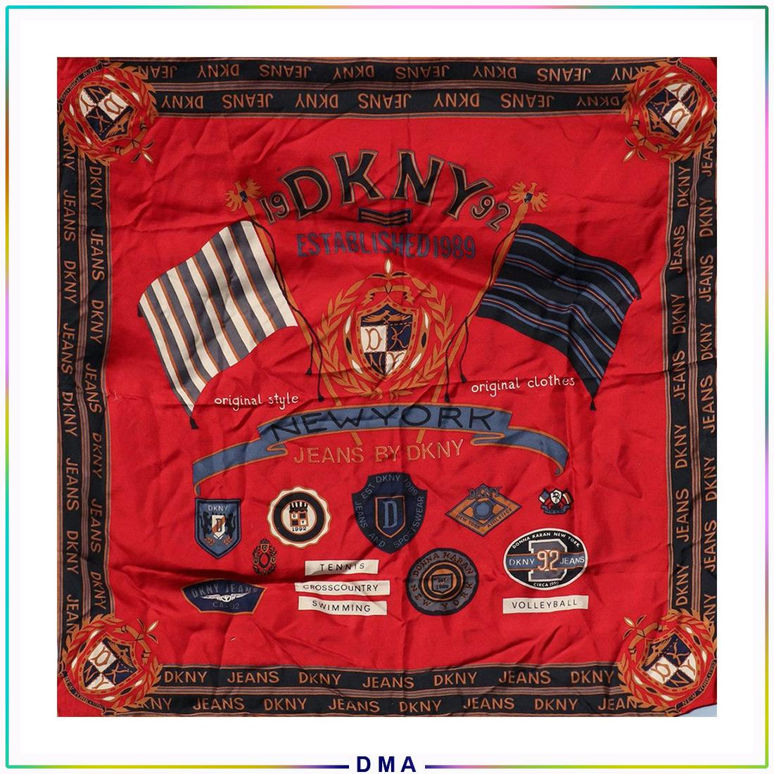 Silk Scarf: DKNY New York Jeans 34 in. x 34 in.: Silk Scarf: DKNY New York Jeans . Clean. Size: 34 in. x 34 in