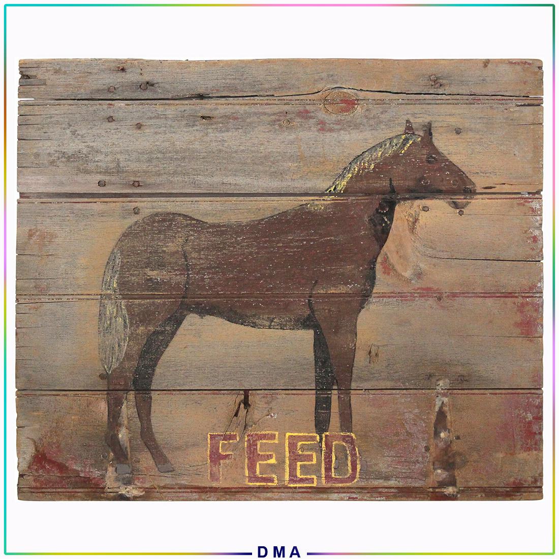 Horse "FEED" Trade Sign on Wood Board (1 of 7)