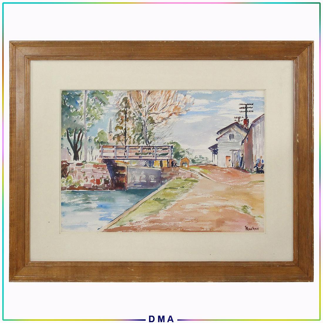 Max Kuehne, Watercolor Painting Urban Landscape (1 of 12)