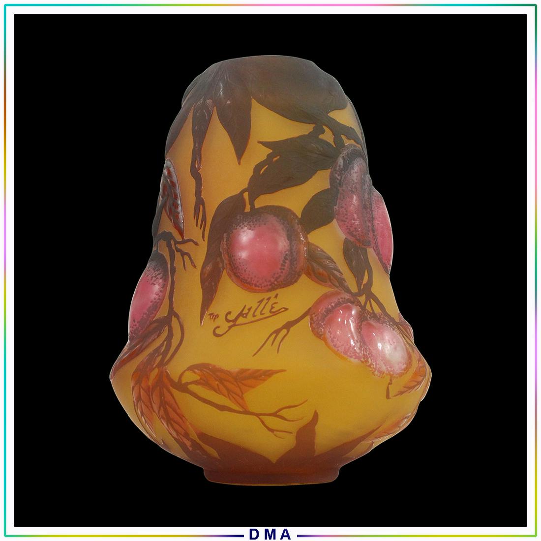 Tip Galle,  4-Color Cameo Glass Vase Blown Out Cherries (1 of 9)