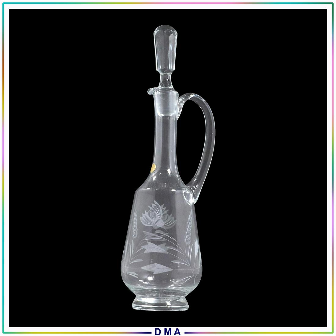 Romania Crystal Glass Liquor Decanter Etched Flower (1 of 8)