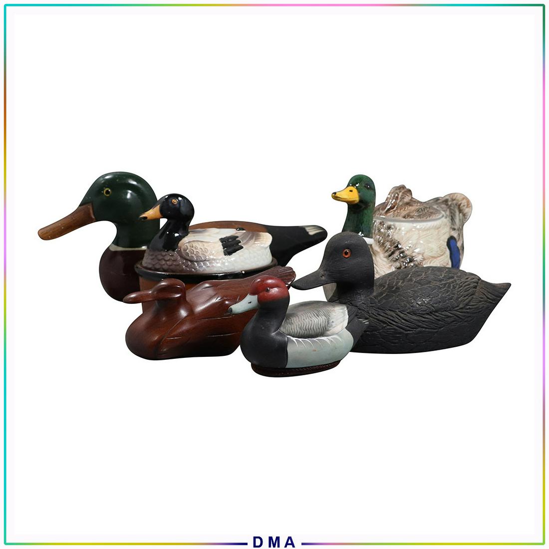 [6] Six Assorted Wood and Porcelain Duck Figures (1 of 8)