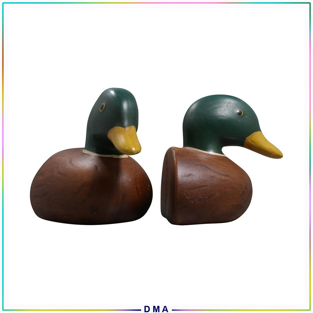 Wooden Half Duck Decoy Bookends Hand Painted (1 of 6)