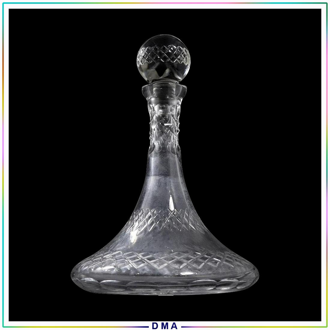 Cut Crystal Glass Squat Base Liquor Decanter (1 of 7)