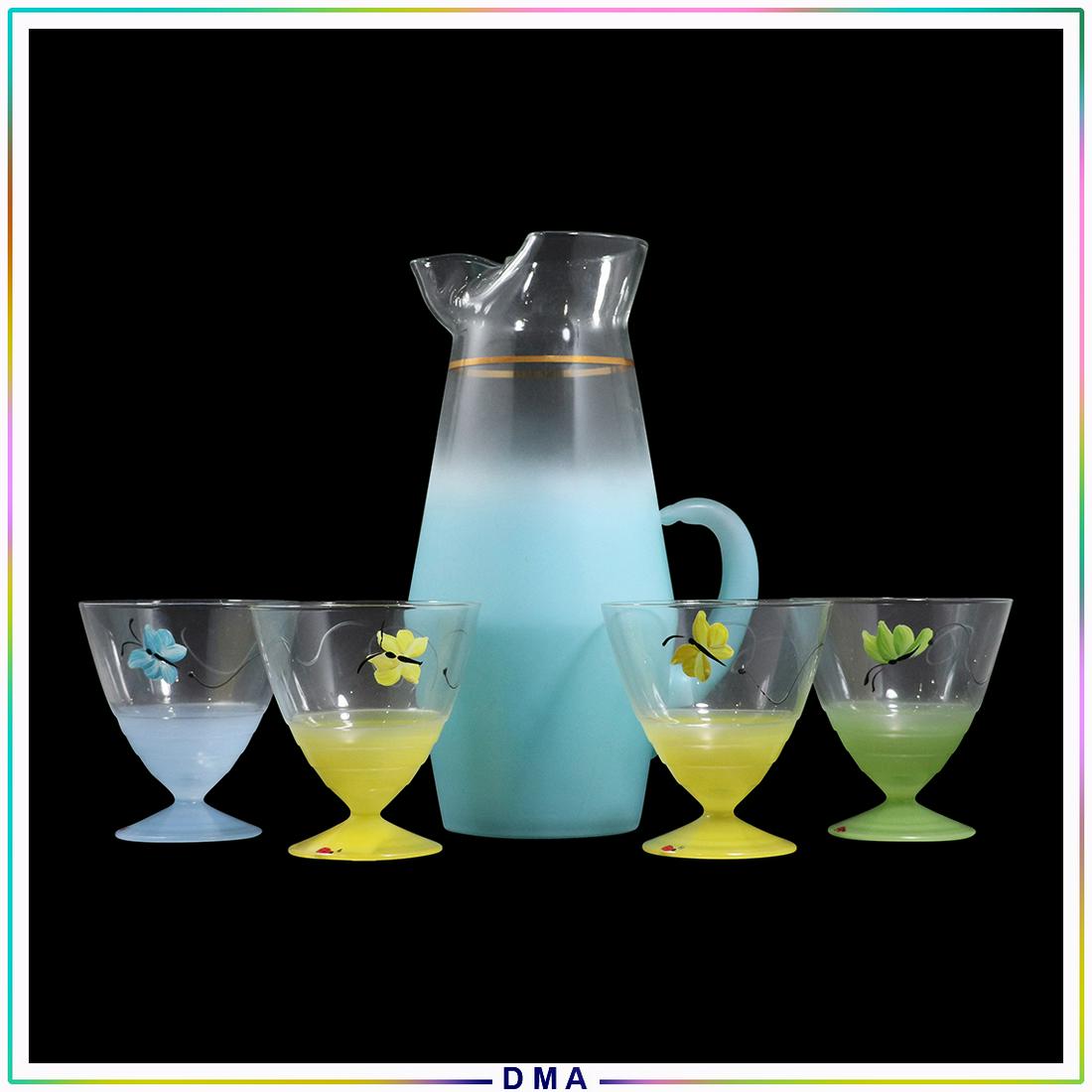 5 Pc. Mid-Century Color Lemonade Set with Butterflies (1 of 9)