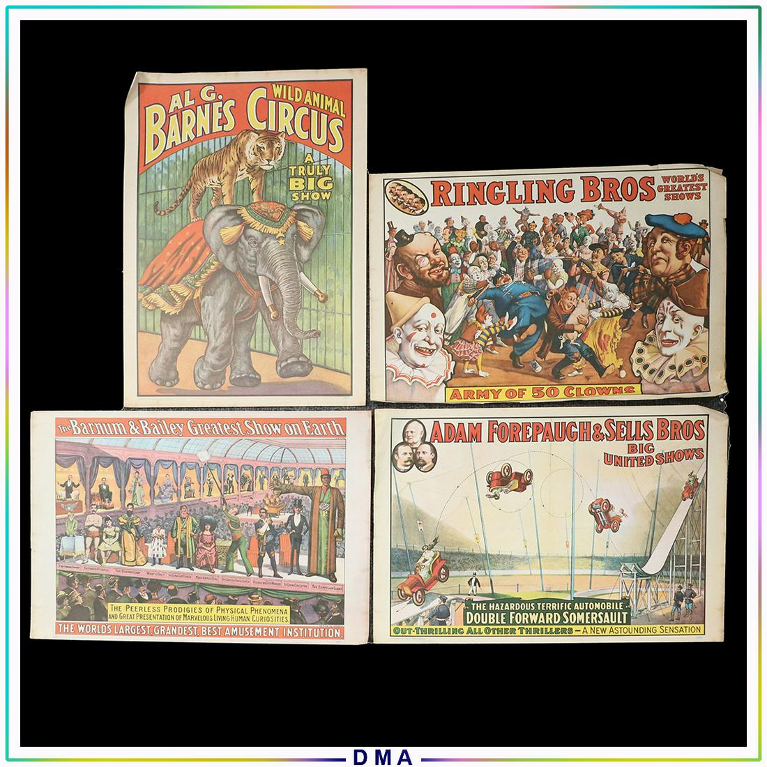 4 Assorted Circus Posters Copyright 1960 Circus Museum (1 of 10)