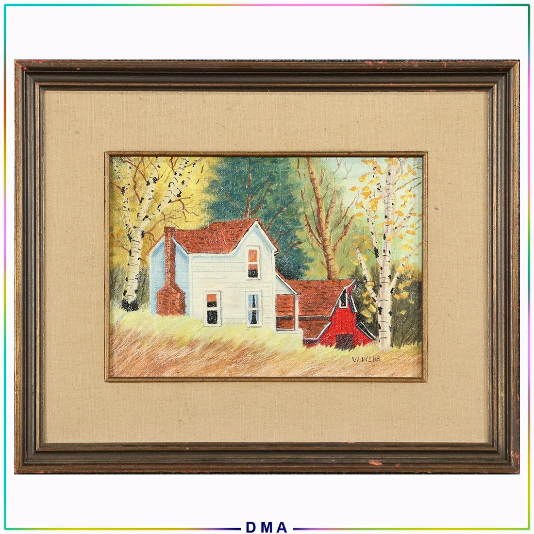 Webb, Oil Painting of Farmhouse and Barn (1 of 7)