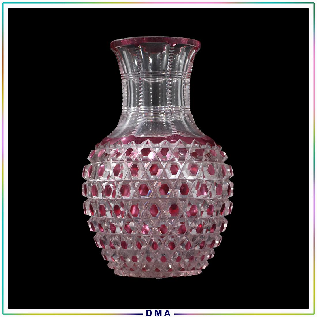 Vintage Cranberry Flash Patterned Glass Vase (1 of 5)