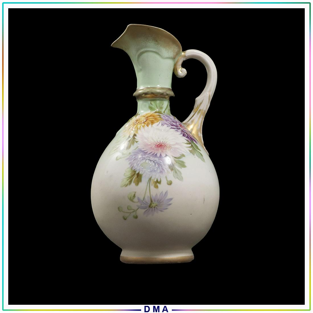 19th C. Porcelain Pitcher Hand Painted Chrysanthemums (1 of 7)