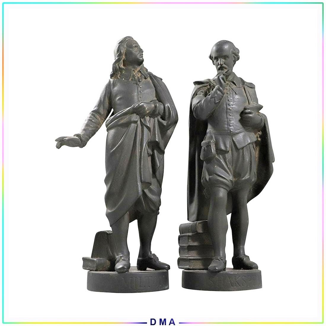 19th C. Cast Metal Figure Statues Shakespeare & Milton (1 of 11)