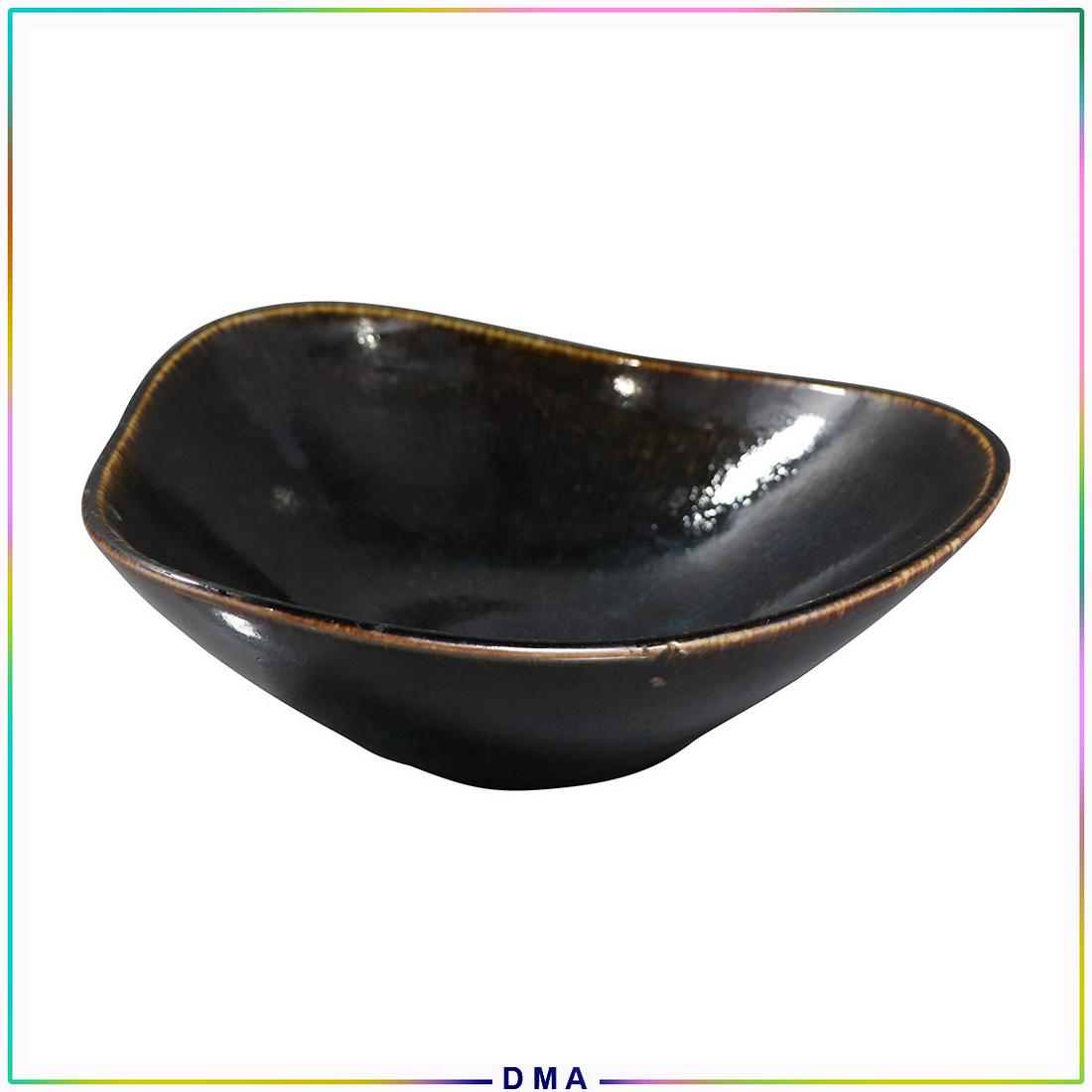 Asian Brown Glaze Ceramic Center Bowl, Signed on base (1 of 6)