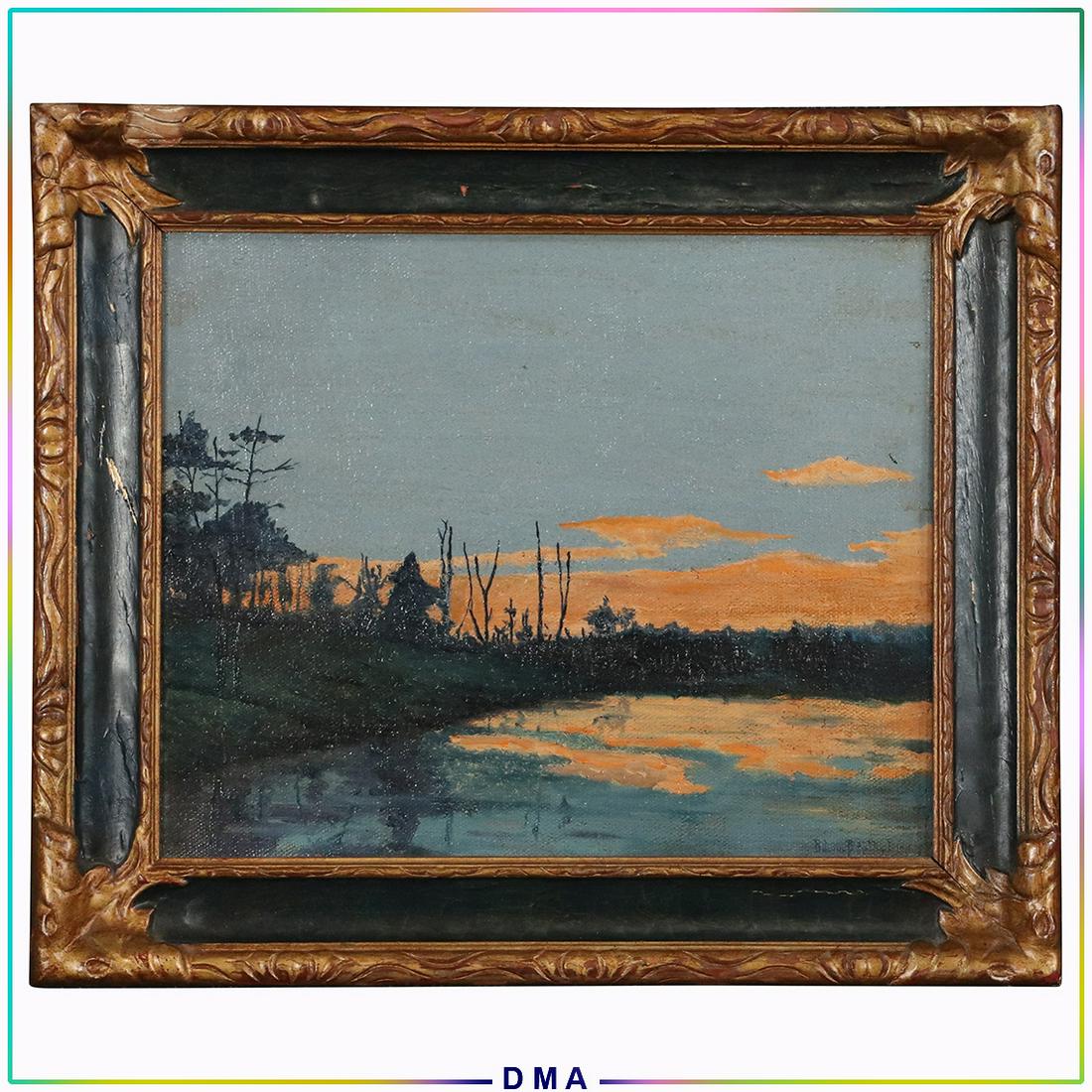 Edwin B. McHyde; American Oil Sunset on the Lake Signed (1 of 8)