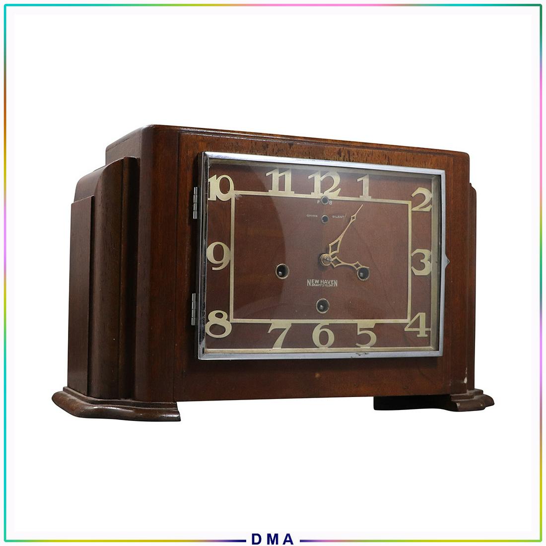 New Haven Art Deco Mantle Clock with Chimes - Vintage (1 of 10)