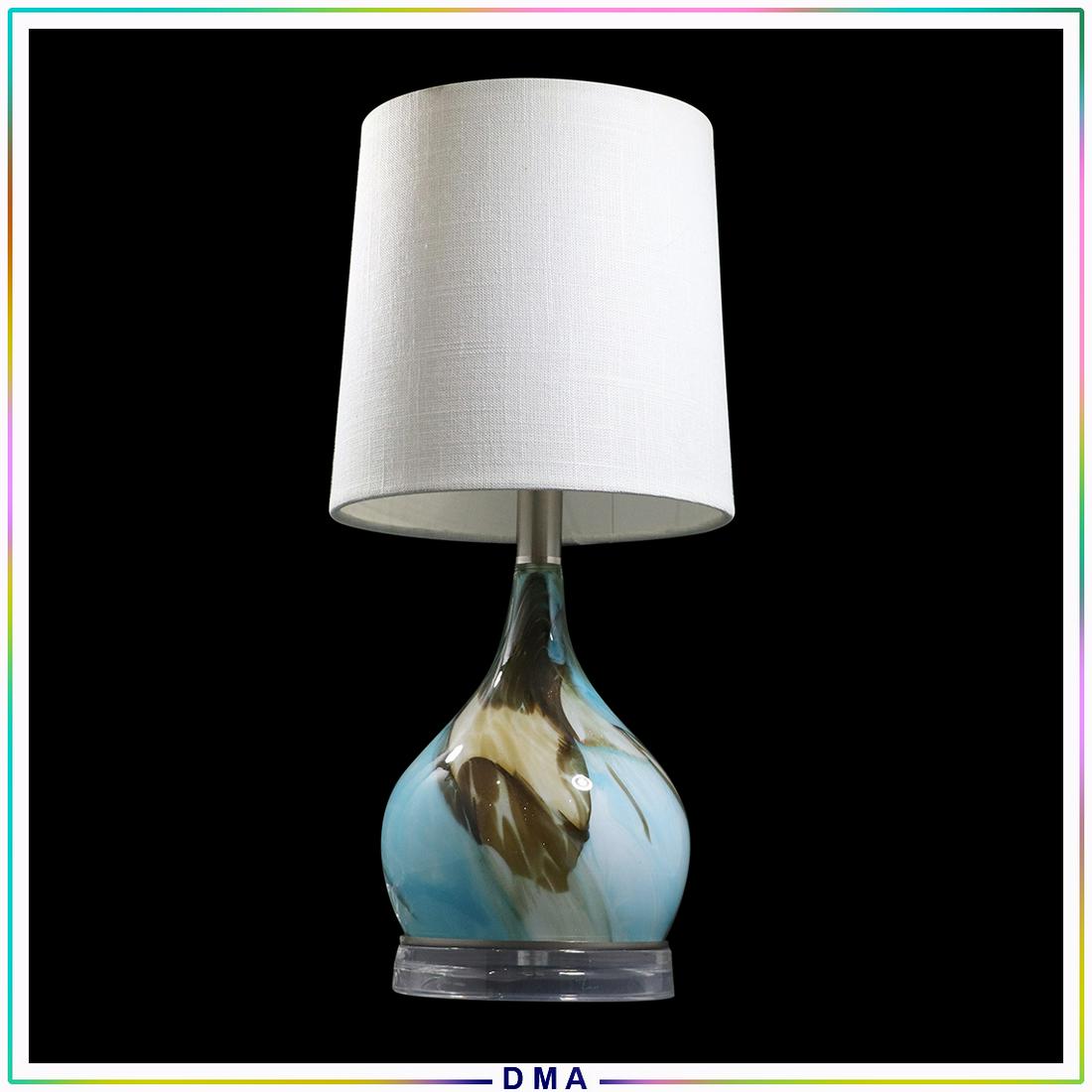 Italian Murano Glass Blue Table Lamp with Lucite Base (1 of 7)