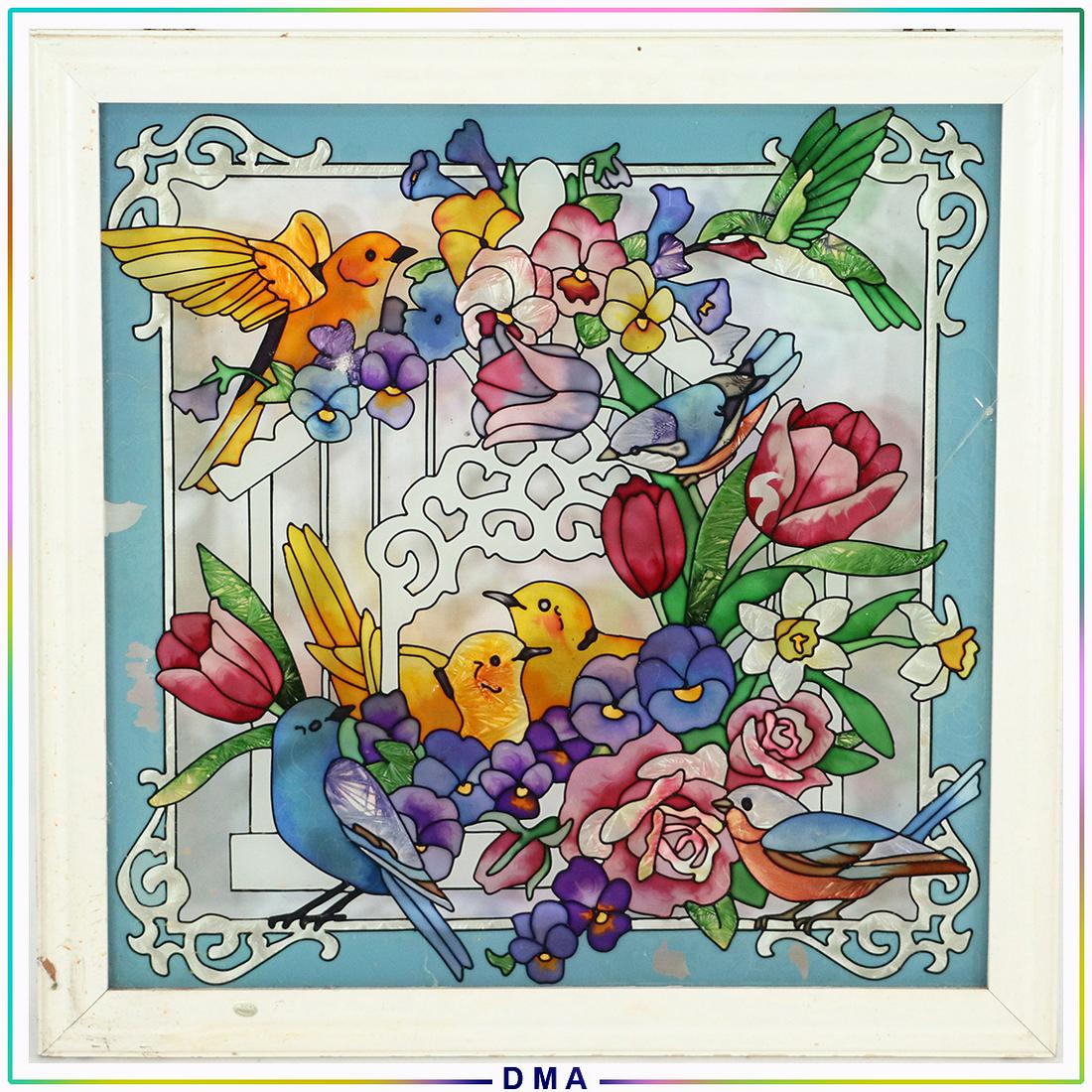 20th C. Decorative Stain Glass Hummingbirds Window (1 of 9)