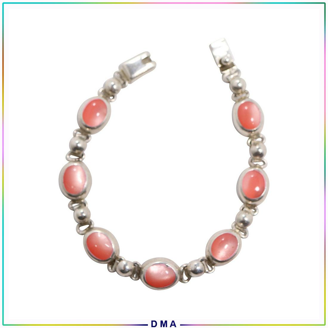 .925 Mexico Sterling Silver Pink Stones Bracelet: .925 Mexico Sterling Silver Pink Stones Bracelet. Marked: Mexico .925 ; Size: 7.5 in. x 3/8 in.