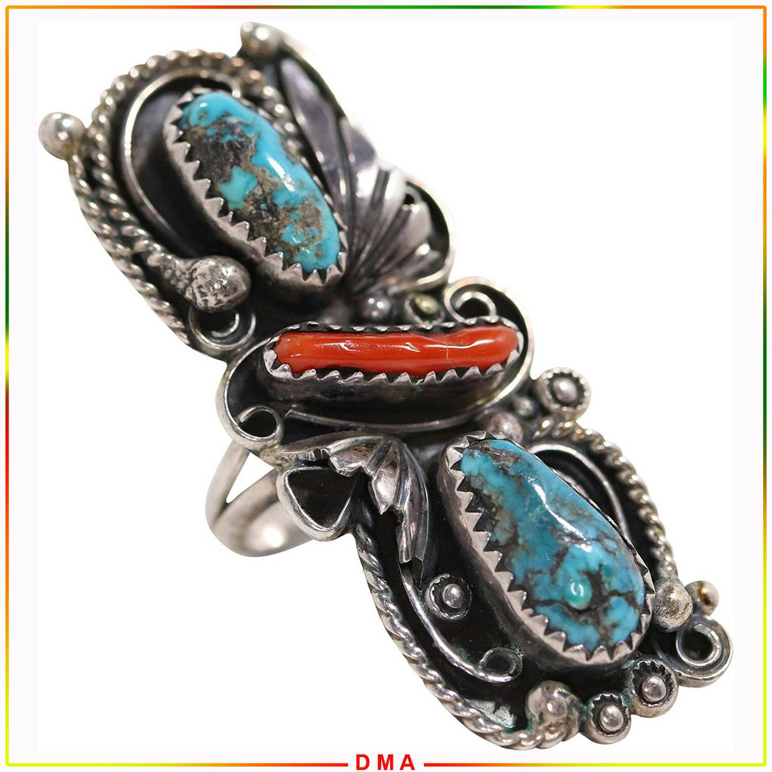 .925 Sterling FPB & Turquoise Native American Ring (1 of 5)