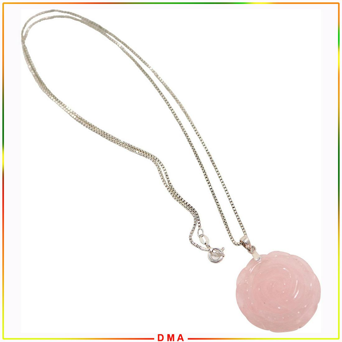 .925 Sterling Silver Rose Quartz Pendant Necklace (1 of 5)