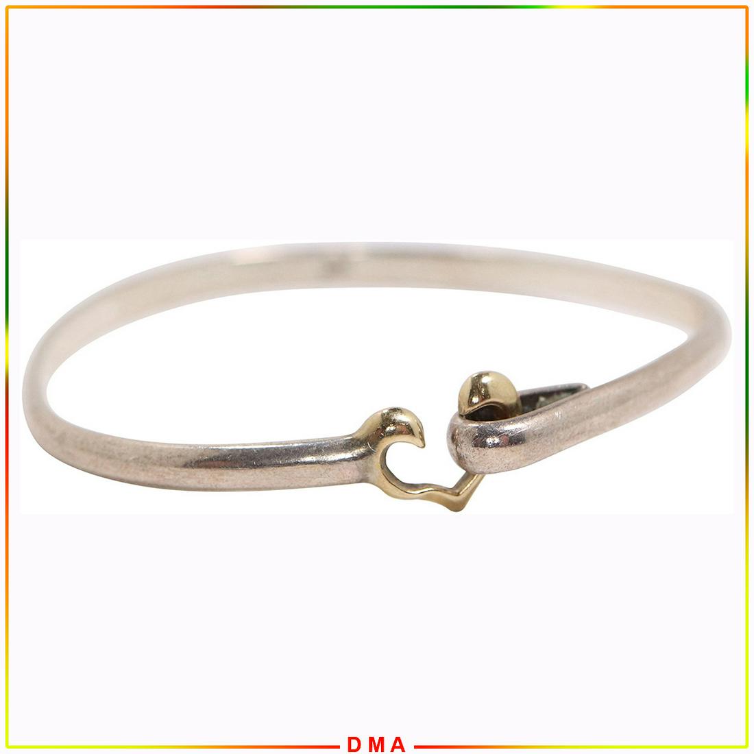 .925 Sterling and 14K Gold Buckle Bangle Bracelet (1 of 5)