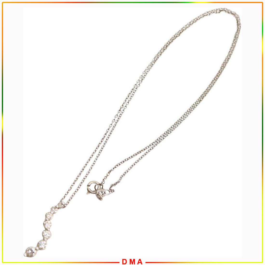 14K White Gold 7 Diamonds Pendant Necklace 14K Chain (1 of 4)