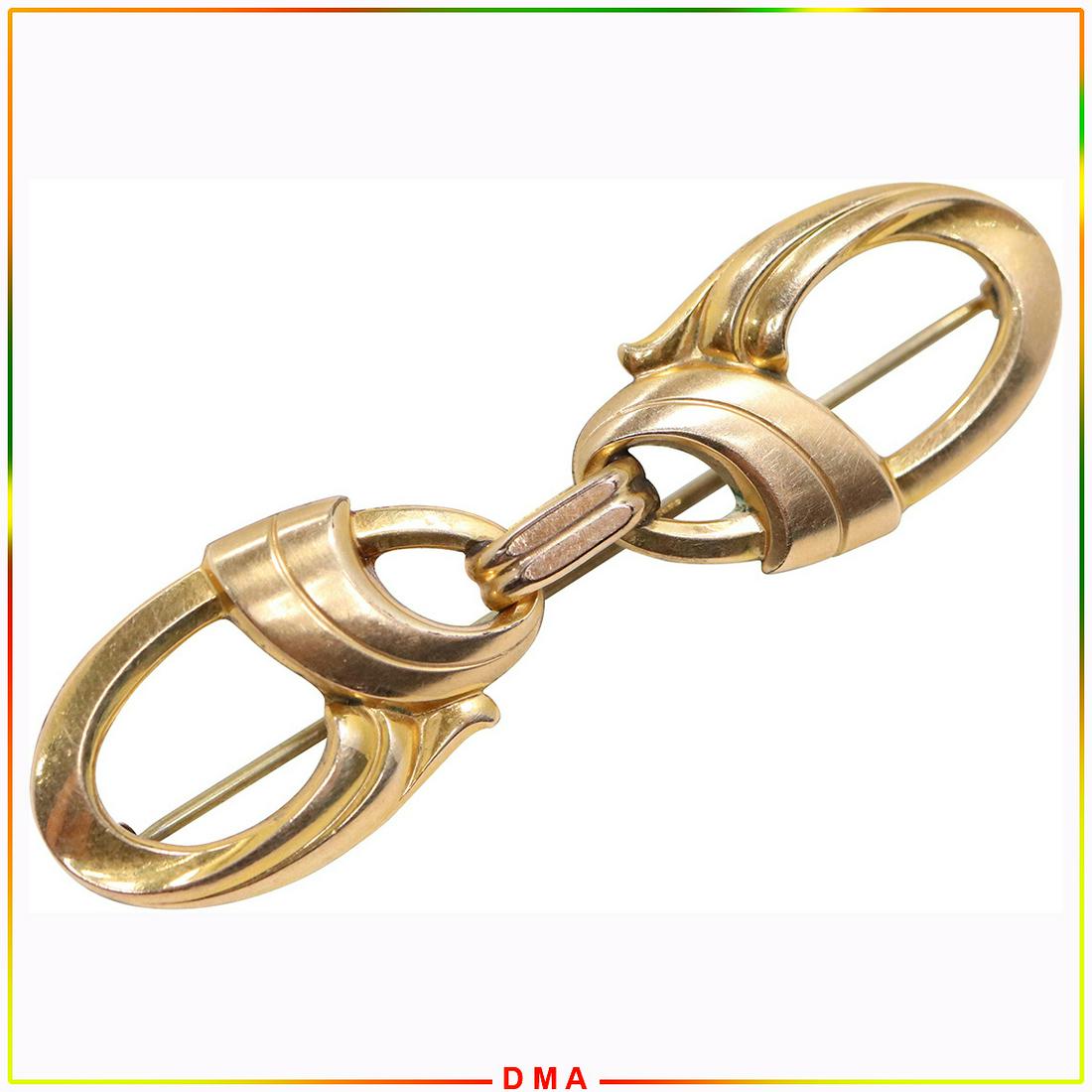 12K Yellow Gold Double Ribbon Sided Bar Pin: 12K Yellow Gold Double Ribbon Sided Bar Pin. Marked: 12K K&B; size 2 3/8 in. x 5/8 in.