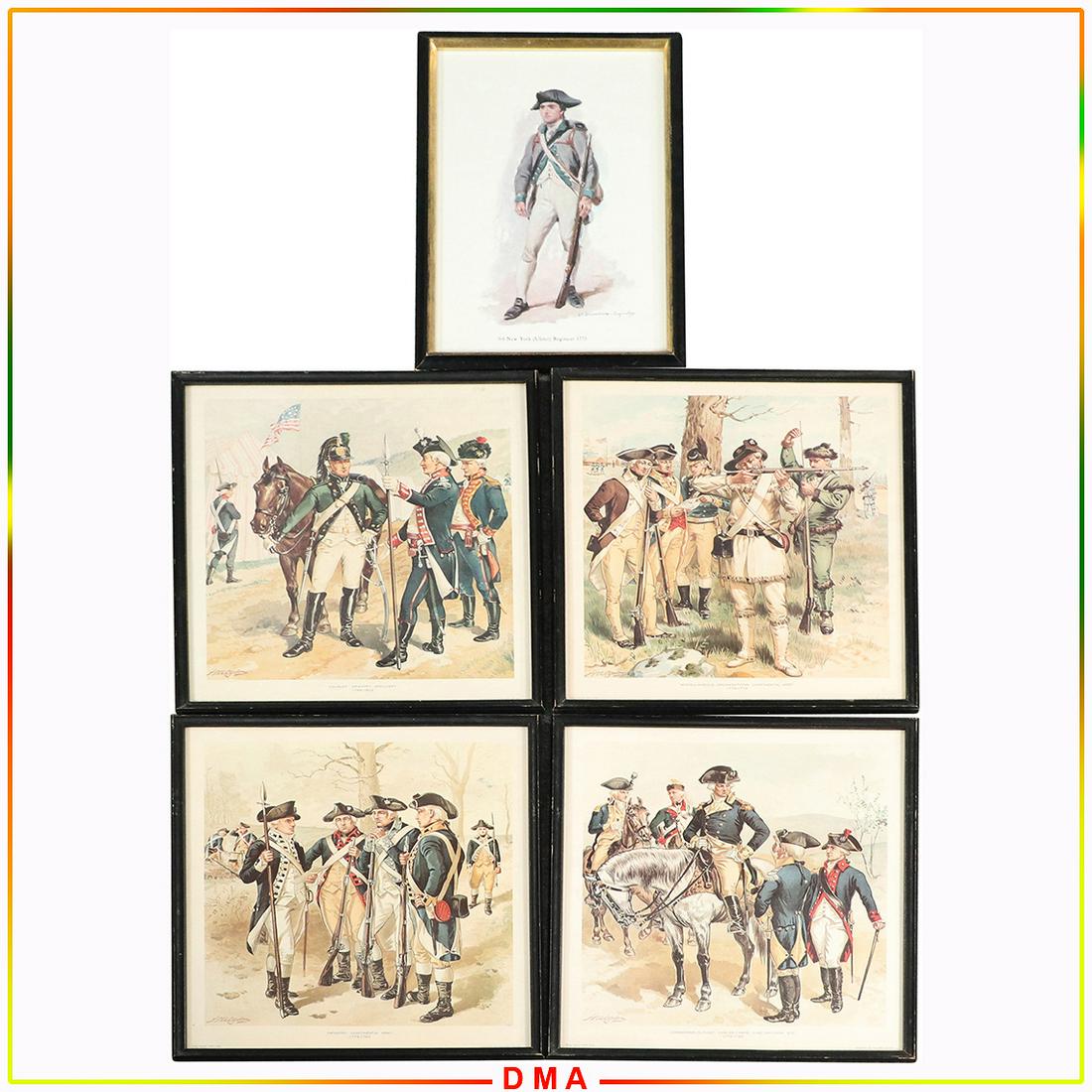 5 Lithograph Prints Continental Army 1779-1783, Ogden (1 of 14)