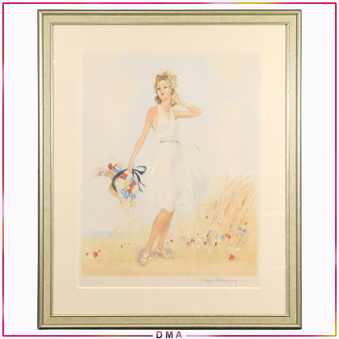 20thC. French Art Deco Hand Colored Etching Signed (1 of 8)