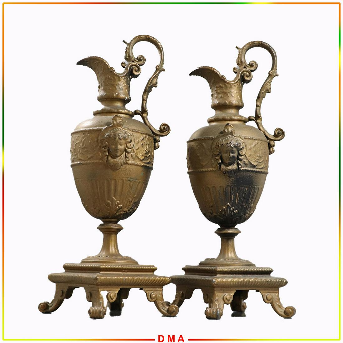 2 Antique Victorian Cast Metal Ewers Jenny Lind Head (1 of 9)