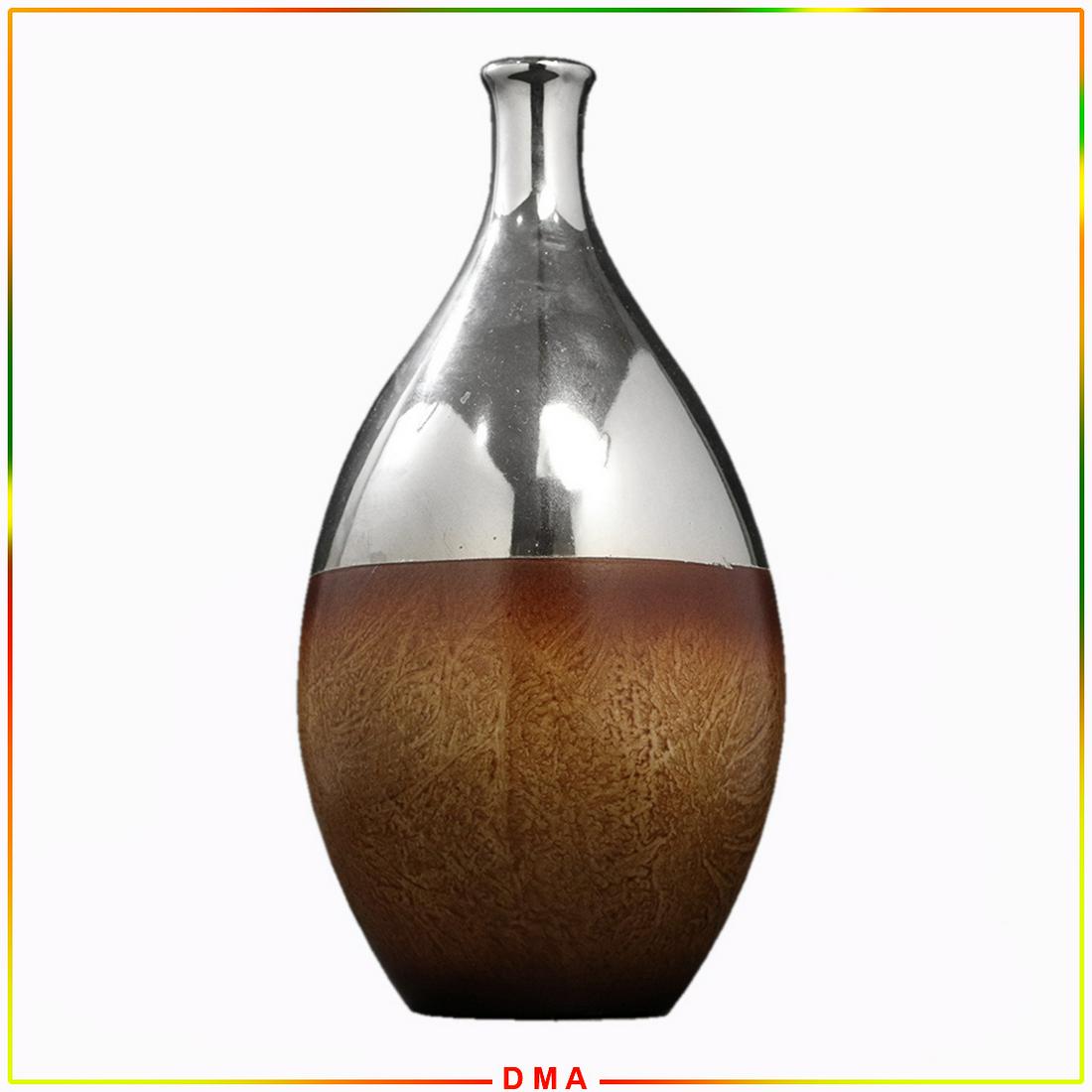 Modern Design Brown and Silver Ceramic Vase (1 of 5)