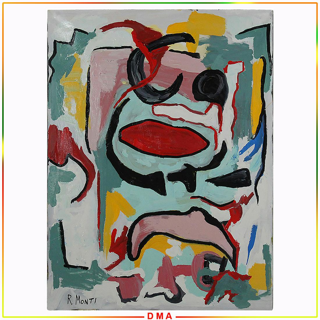 R Monti, Mid-Century Modern Abstract Composition O/c (1 of 7)